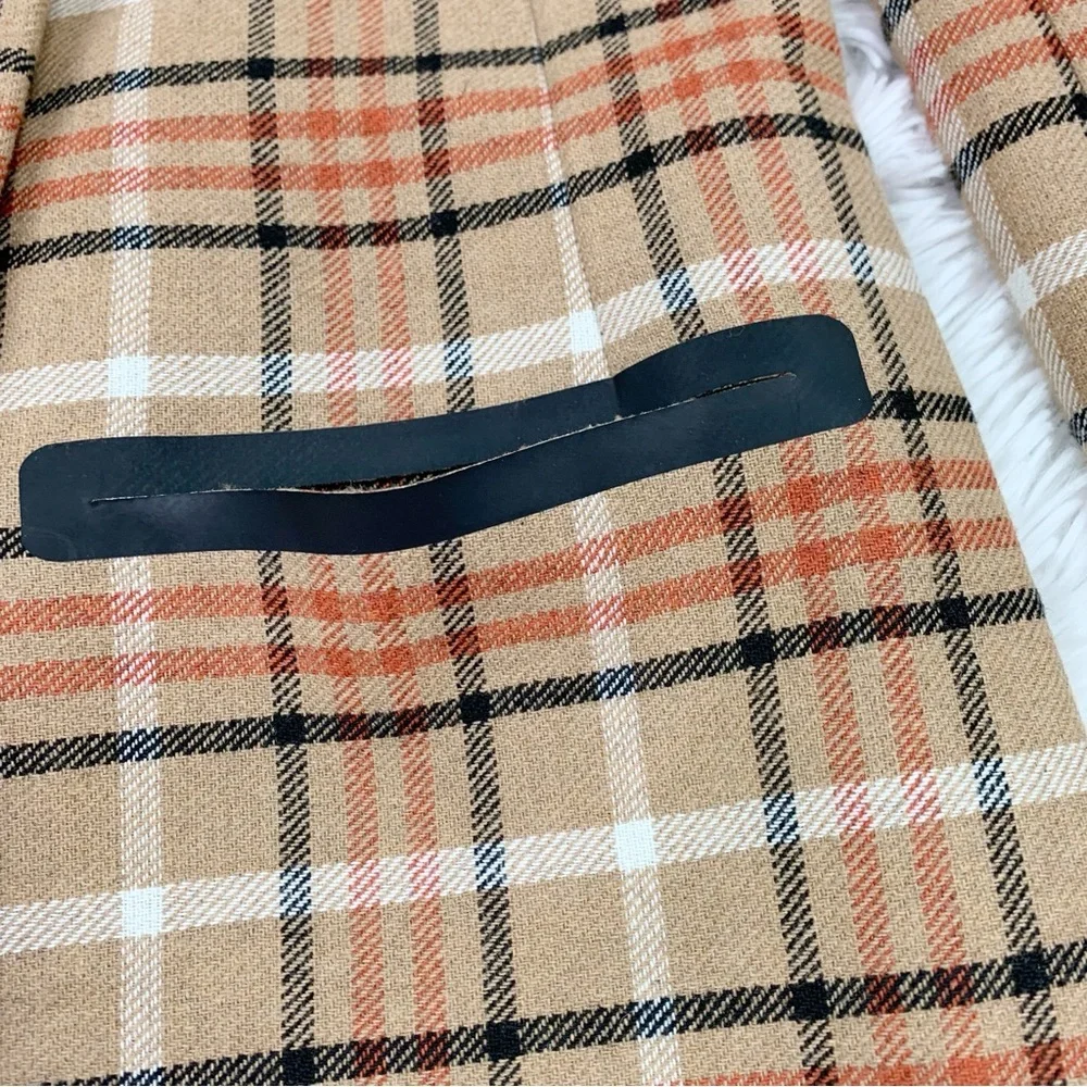Tory Burch wool blend plaid double‎ breasted coat